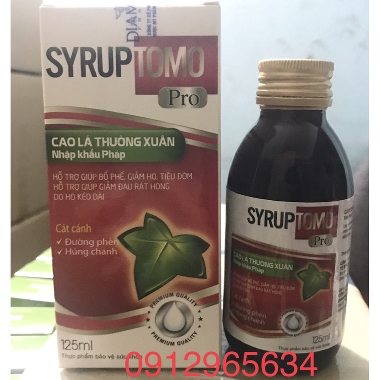 Siro ho SYRUPTOMO Pro Cao lá thường xuân nhập khẩu từ Pháp giúp bổ phế, giảm ho, tiêu đờm hiệu quả chính hãng 125ml