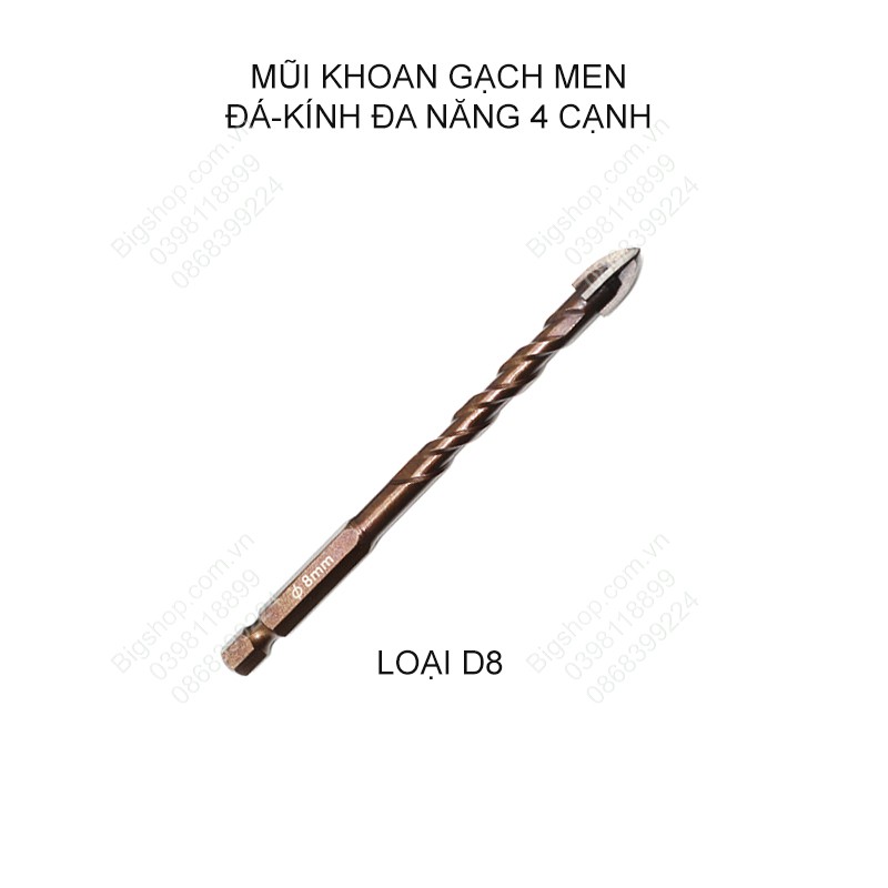 Mũi khoan chữ thập YG6X khoan gạch men, đá, bê tông, kính, nhôm, tấm sắt, gỗ đa năng