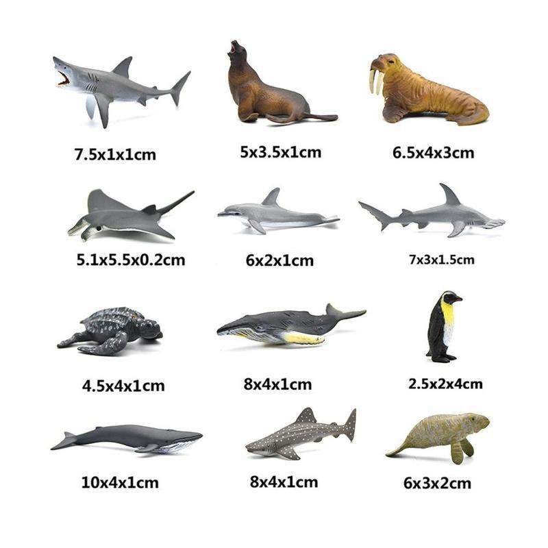 Bộ 12 mô hình đồ chơi động vật biển, động vật hoang dã, khủng long cho bé - Sun Bear