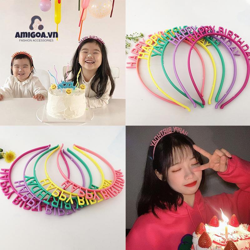 ✨✨Băng đô cài tóc chữ sinh nhật màu sắc dễ thương phong cách Hàn Quốc