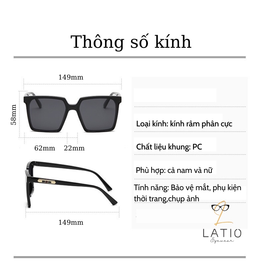 Kính mát nữ LATIO cao cấp kính mát thời trang với thiết kế màu sắc đặc biệt tạo điểm nhấn cực đẹp cho khuôn mặt - KM15