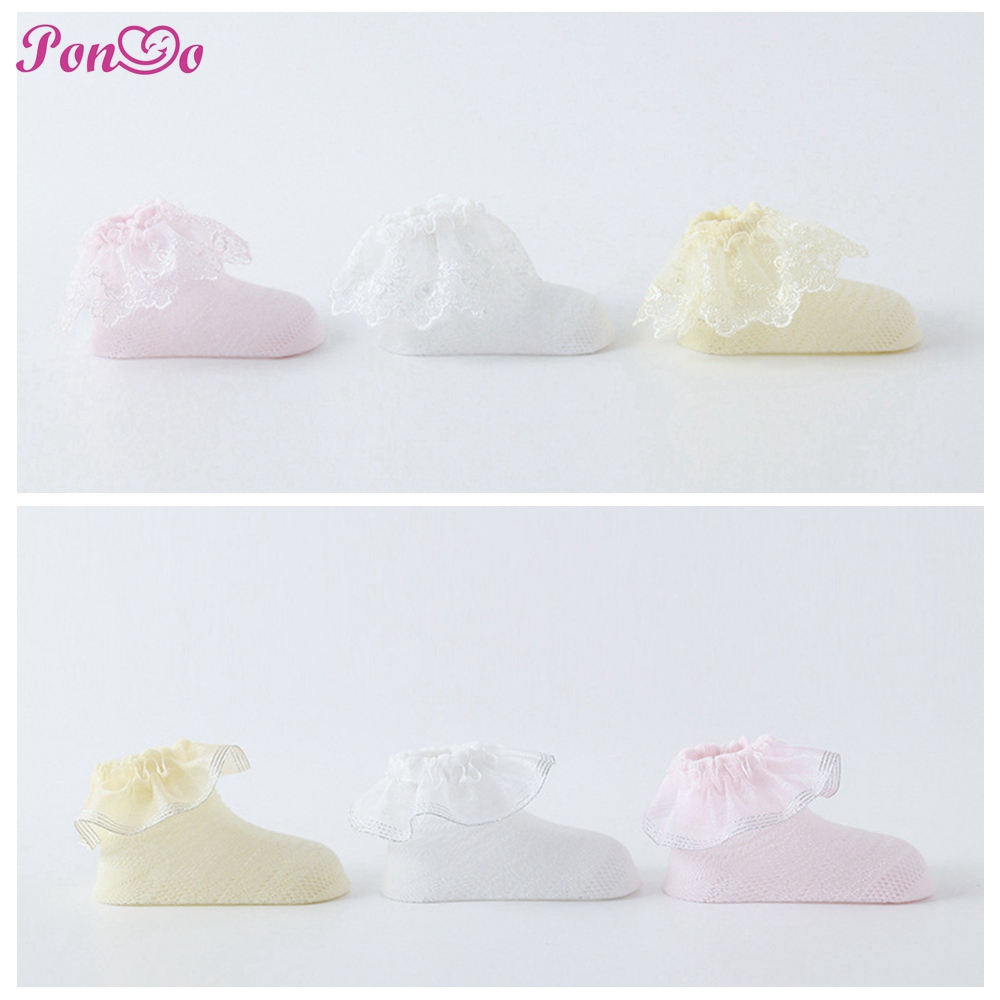 Vớ Cotton Phối Ren Thông Thoáng Cho Bé Gái