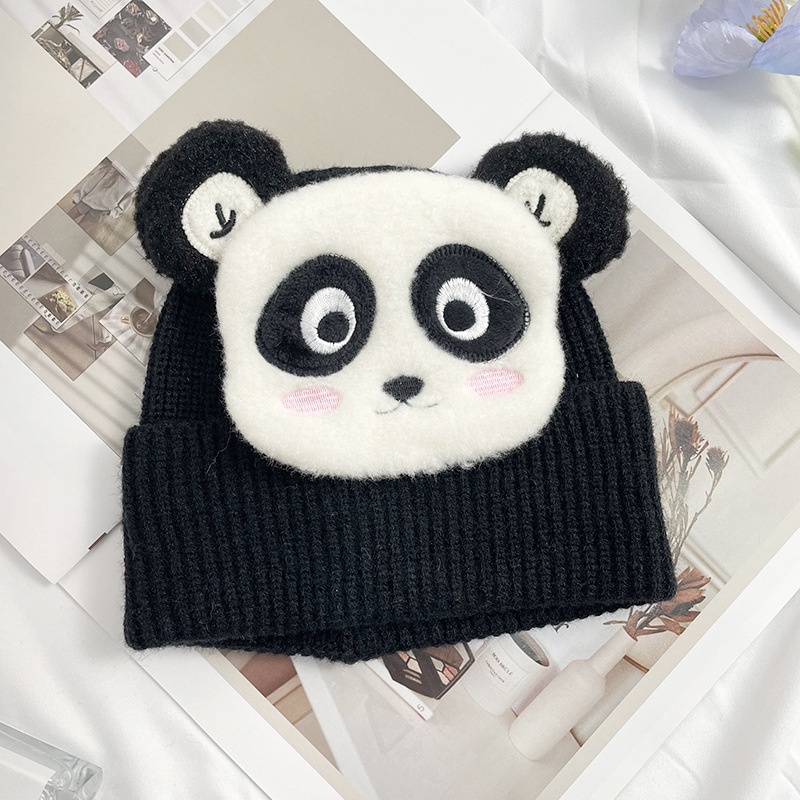 Mũ Beanie Đan Len Màu Trơn In Họa Tiết Thú Hoạt Hình Dễ Thương Thời Trang Mùa Đông Cho Bé Trai Và Gái
