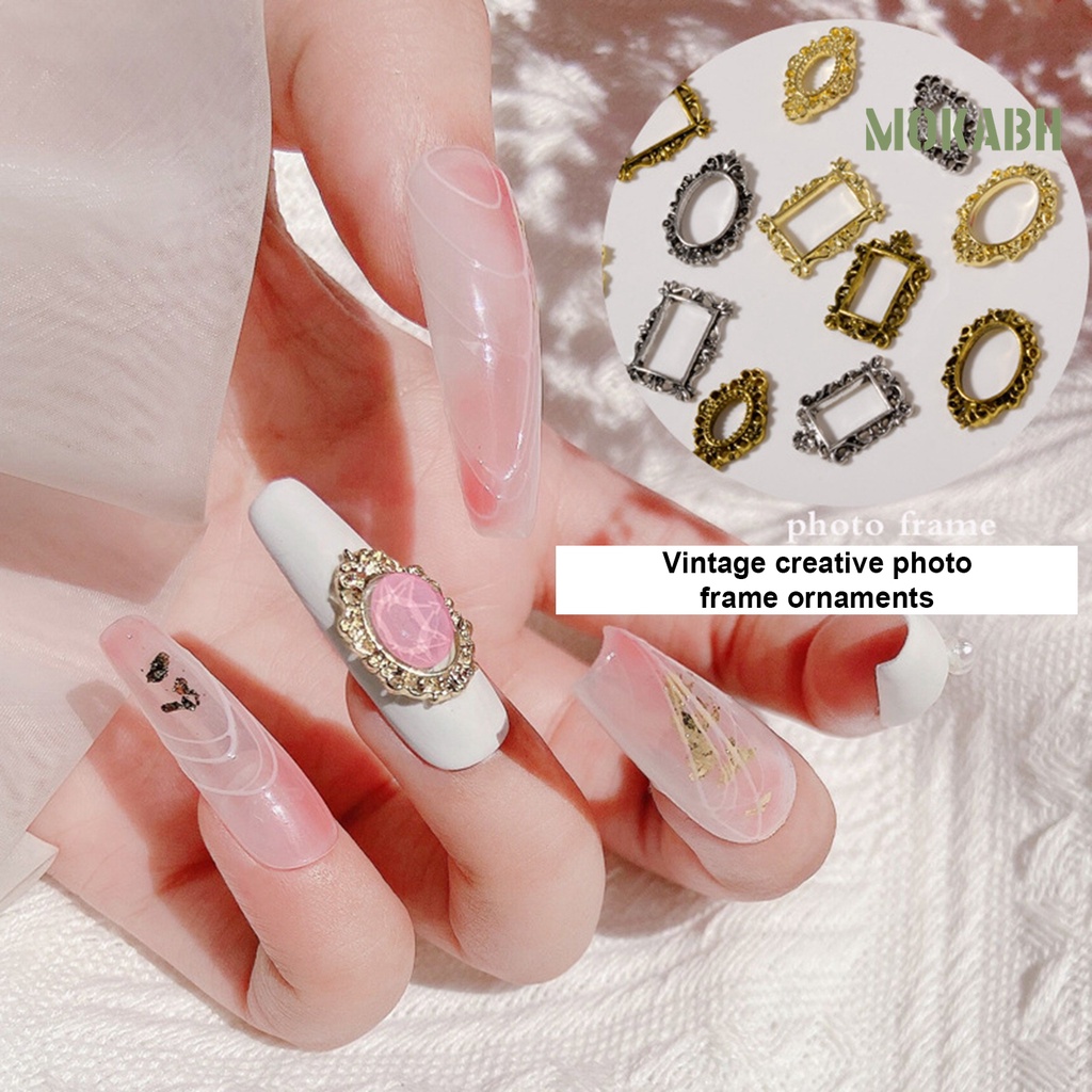 Set 5 Phụ Kiện Trang Trí Móng Tay 3D Bằng Hợp Kim Thiết Kế Đục Lỗ Phong Cách Vintage