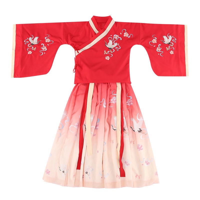 Hanfu cho bé gái, tay áo rộng, trang phục cổ của trẻ em, phong cách Trung Quốc, bộ đồ Đường, cô 12 tuổi, siêu tiê