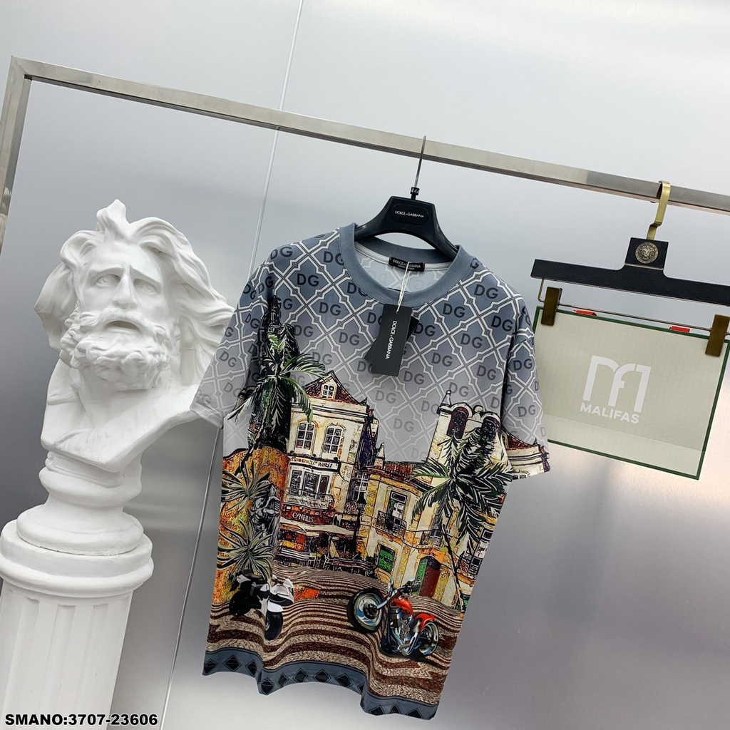 Áo phông Nam DG In Hình Phố Cổ Cực Hot.Áo Cộc Nam Dolce Gabana In Họa Tiết Chất cotton Thoáng mát -MINH TÂY STORE