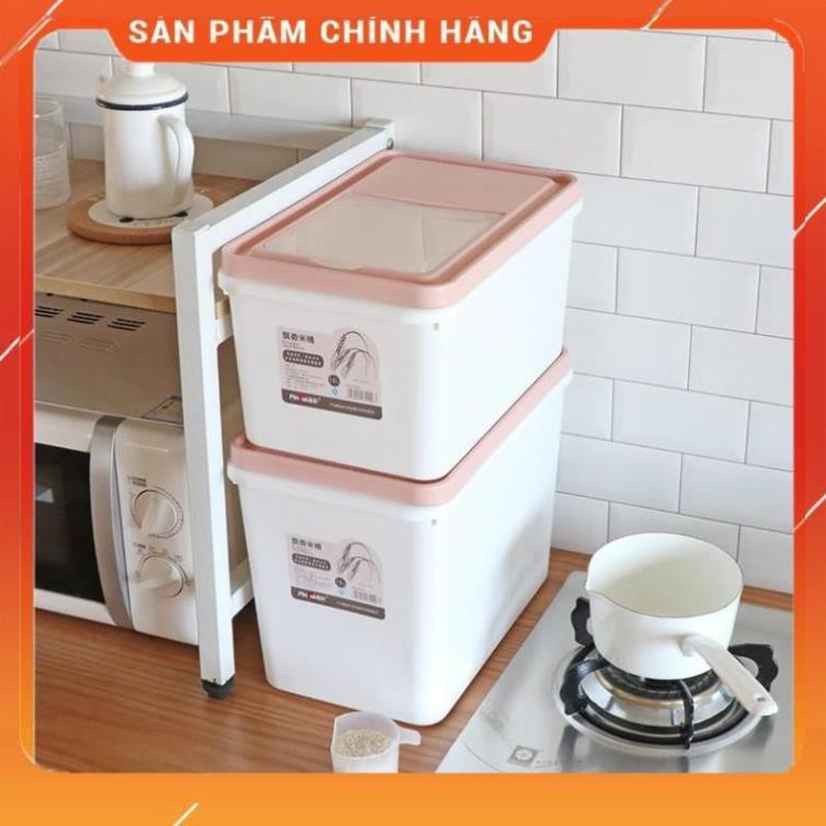 Thùng nhựa đựng gạo thông minh 10kg đa năng đựng ngũ cốc, đồ ăn khô cho động vật,thùng đựng gạo 15kg kèm cốc chia vạch