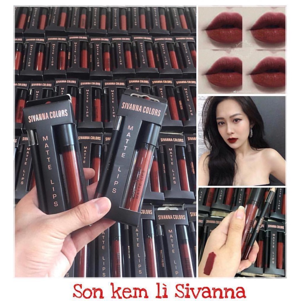 BỘ CHÌ VIỀN MÔI & SON KEM LÌ SIVANNA COLORS MATTE LIPS