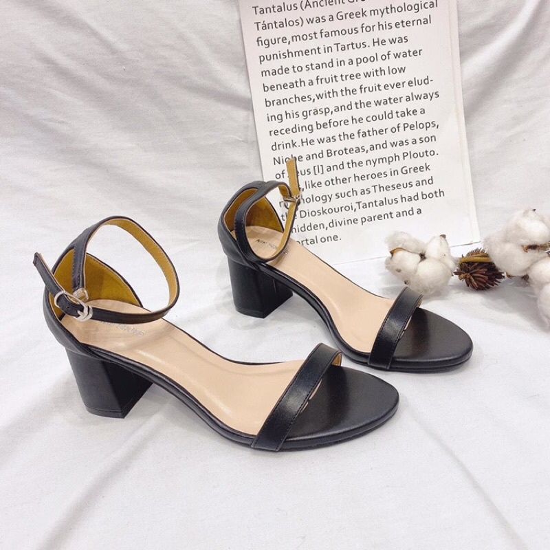 Giày sandal công sở quai ngang bít gót đế vuông 5p hàng đẹp ảnh chụp thật