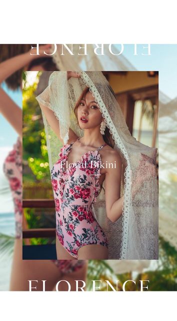 Bikini liền thân hoạ tiết hoa