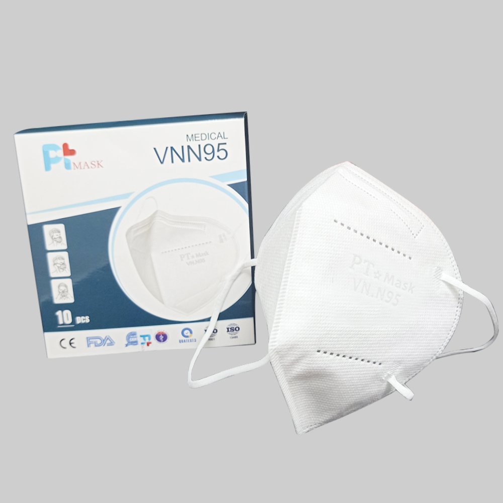 Khẩu Trang Y Tế PT MASK VNN95, Chống Bụi Siêu Mịn PM2.5, Màu Trắng (Một hộp gồm 10 cái)