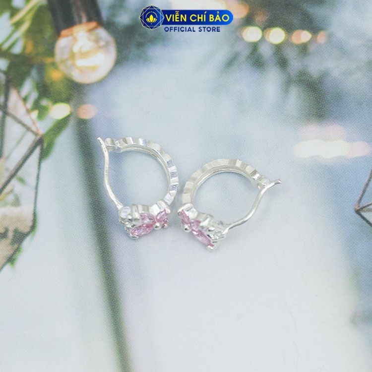 Bông tai bạc nữ cánh bướm hồng chất liệu bạc 925 thời trang phụ kiện trang sức nữ Viễn Chí Bảo B400002