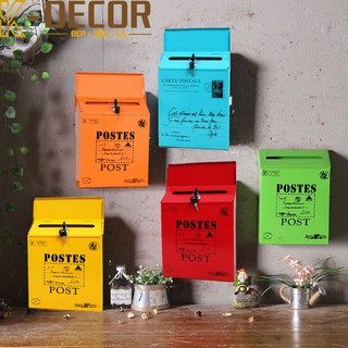 [Mã SKAMLTSM9 giảm 10% đơn 99K] Hộp thư Postes Box kim loại decor trang trí treo tường nhiều màu có khóa