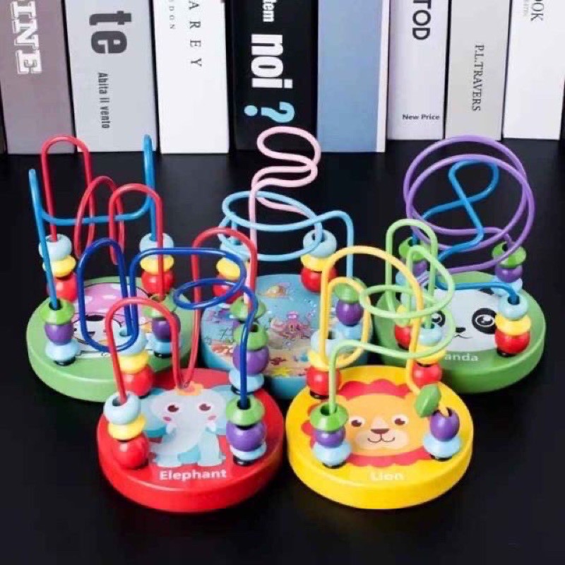 Luồn hạt gỗ size nhỏ cho bé luyện khéo tay