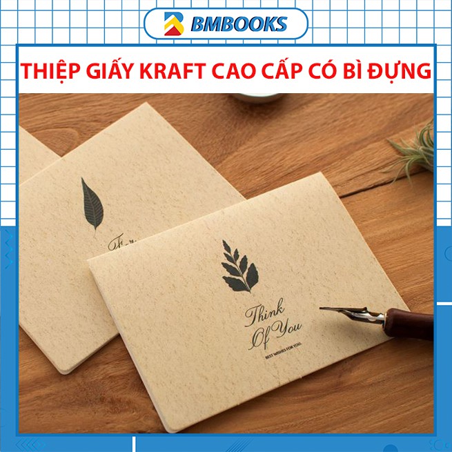 Thiệp vintage chúc mừng sinh nhật, cảm ơn, tình yêu chất liệu giấy Kraft cao cấp dễ thương có bì đựng BMBooks