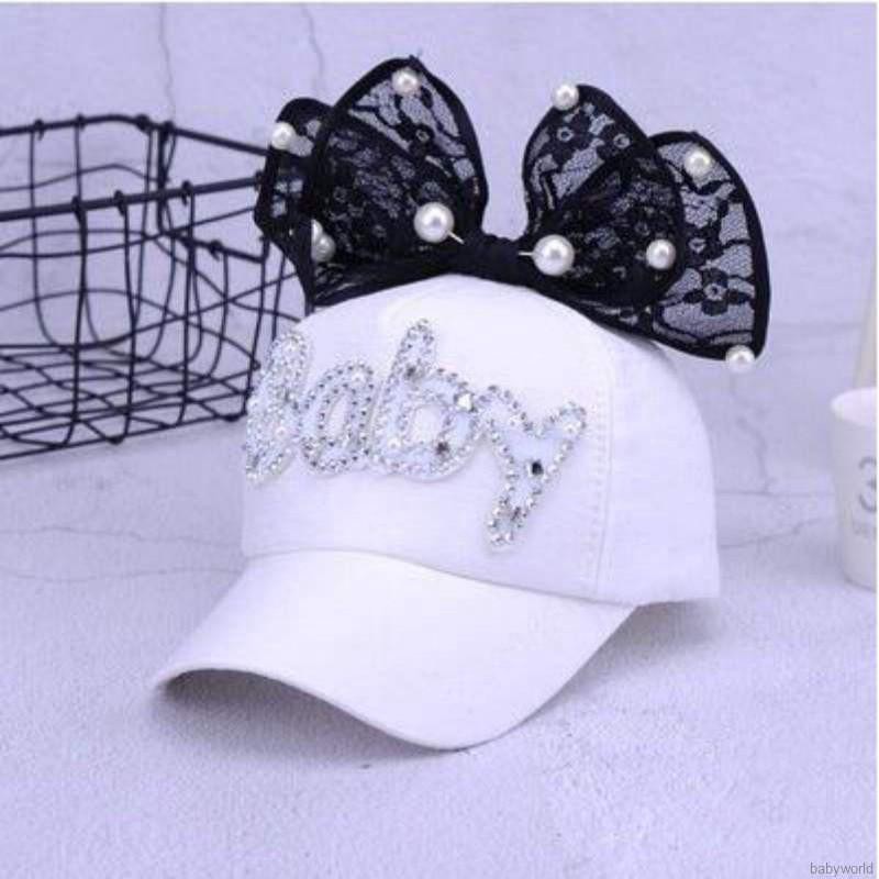 Mũ bóng chày thêu họa tiết xinh xắn cho bé gái