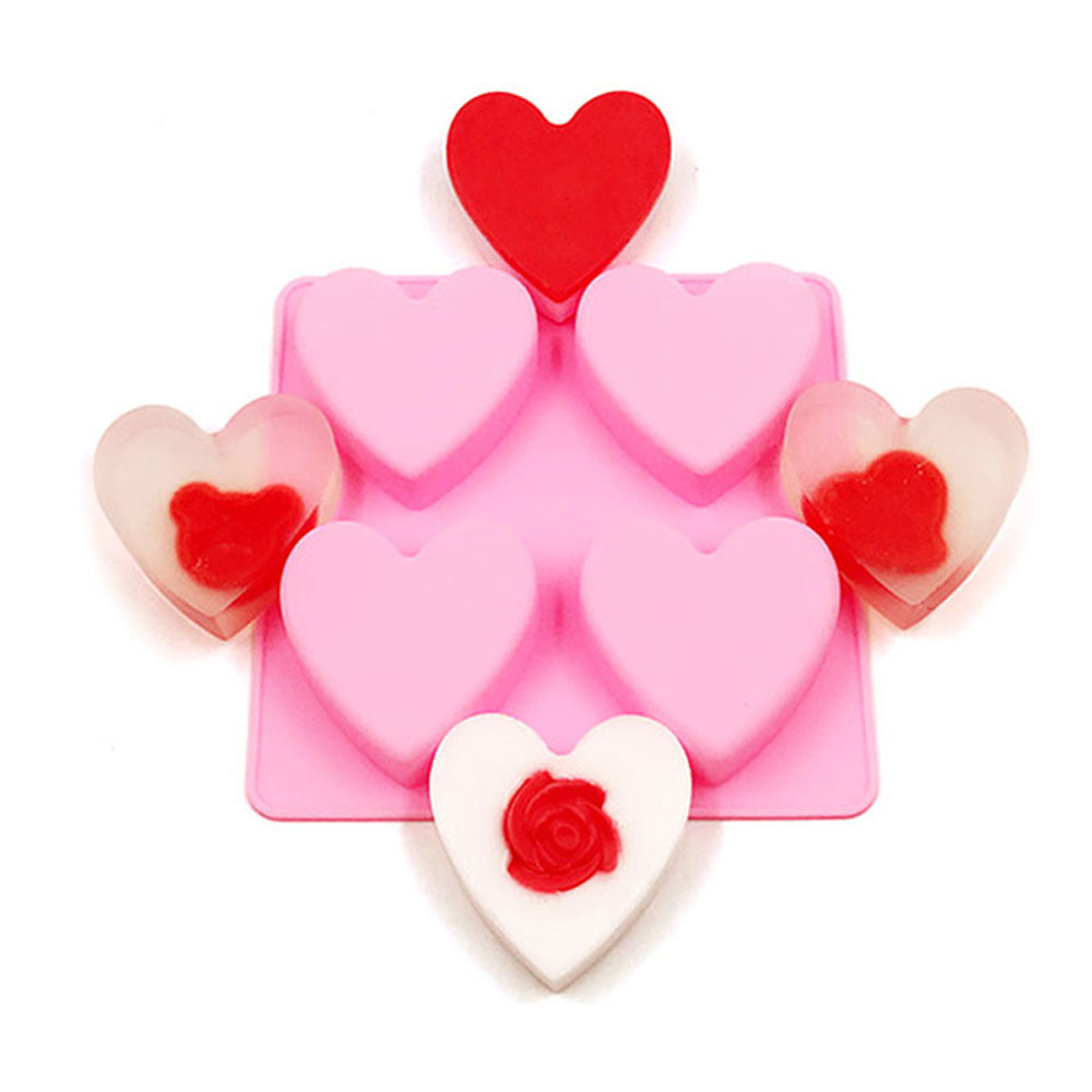 1 Khuôn Làm Bánh Hình Trái Tim 4 Lỗ Bằng Silicon