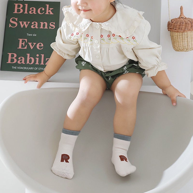 Vớ Cotton Mềm Cổ Thấp Chống Trượt In Chữ Thời Trang Mùa Thu Cho Bé Sơ Sinh