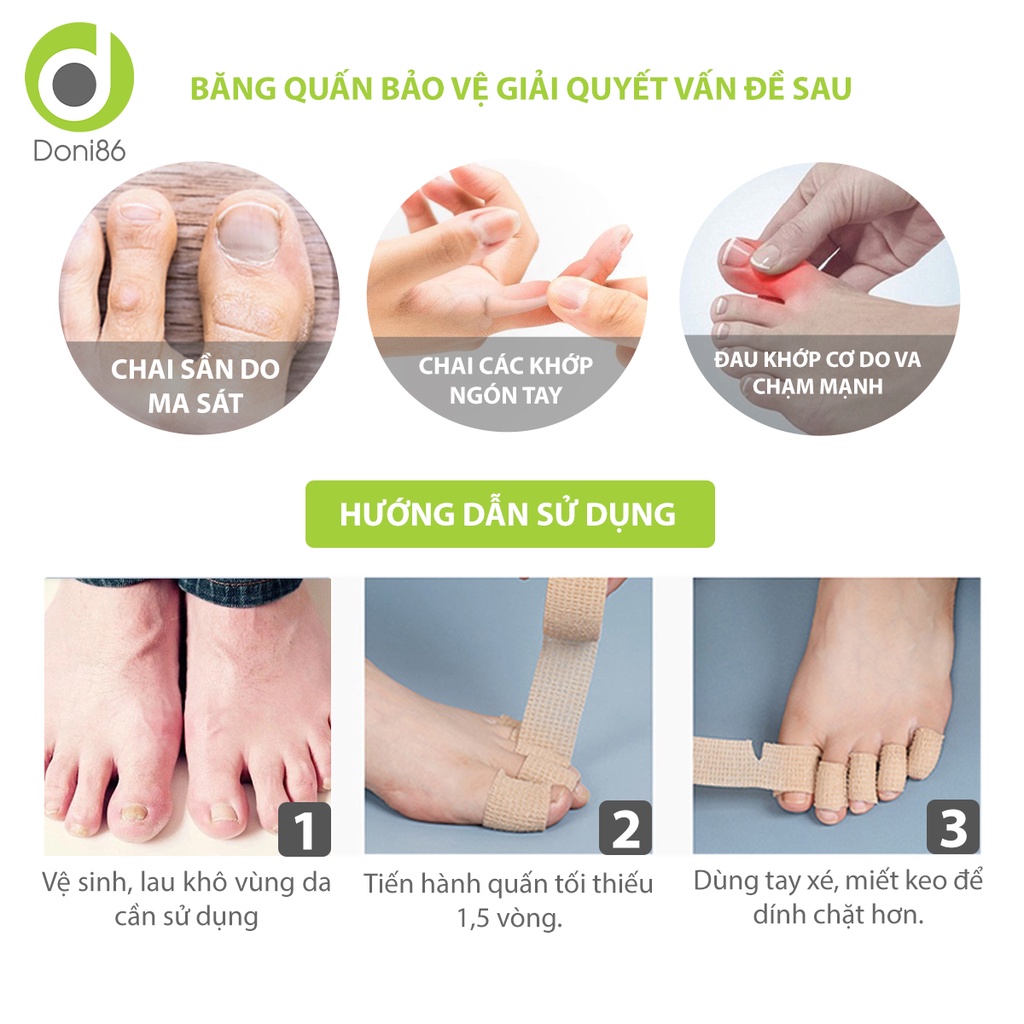 Băng quấn vải tự dính giúp giảm ma sat bảo vệ ngón tay, ngón chân hiệu quả - Doni - DOPK247