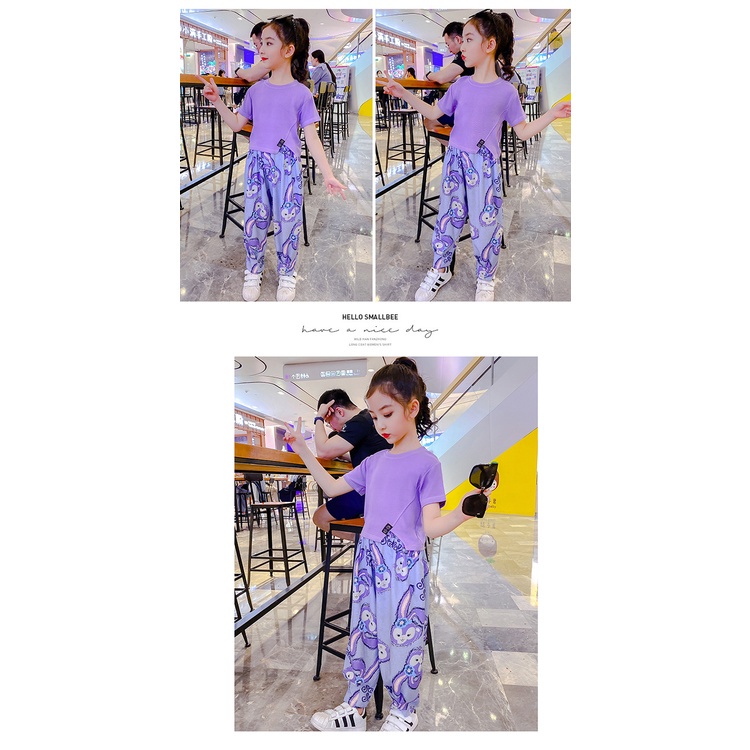 Set đồ IQ ANGEL gồm áo thun tay ngắn + quần thiết kế độc đáo thời trang xinh xắn cho bé gái