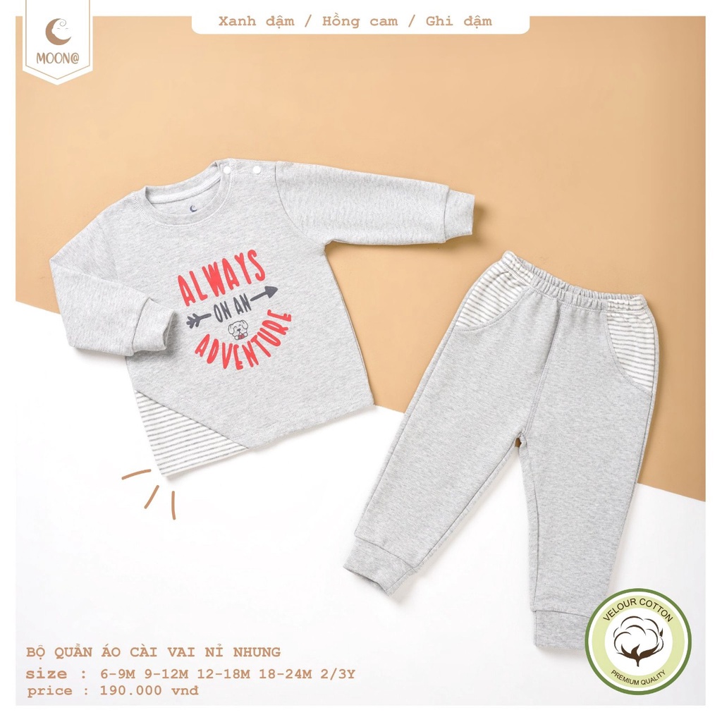 Bộ nỉ dài tay MOON thu đông bé trai bé gái