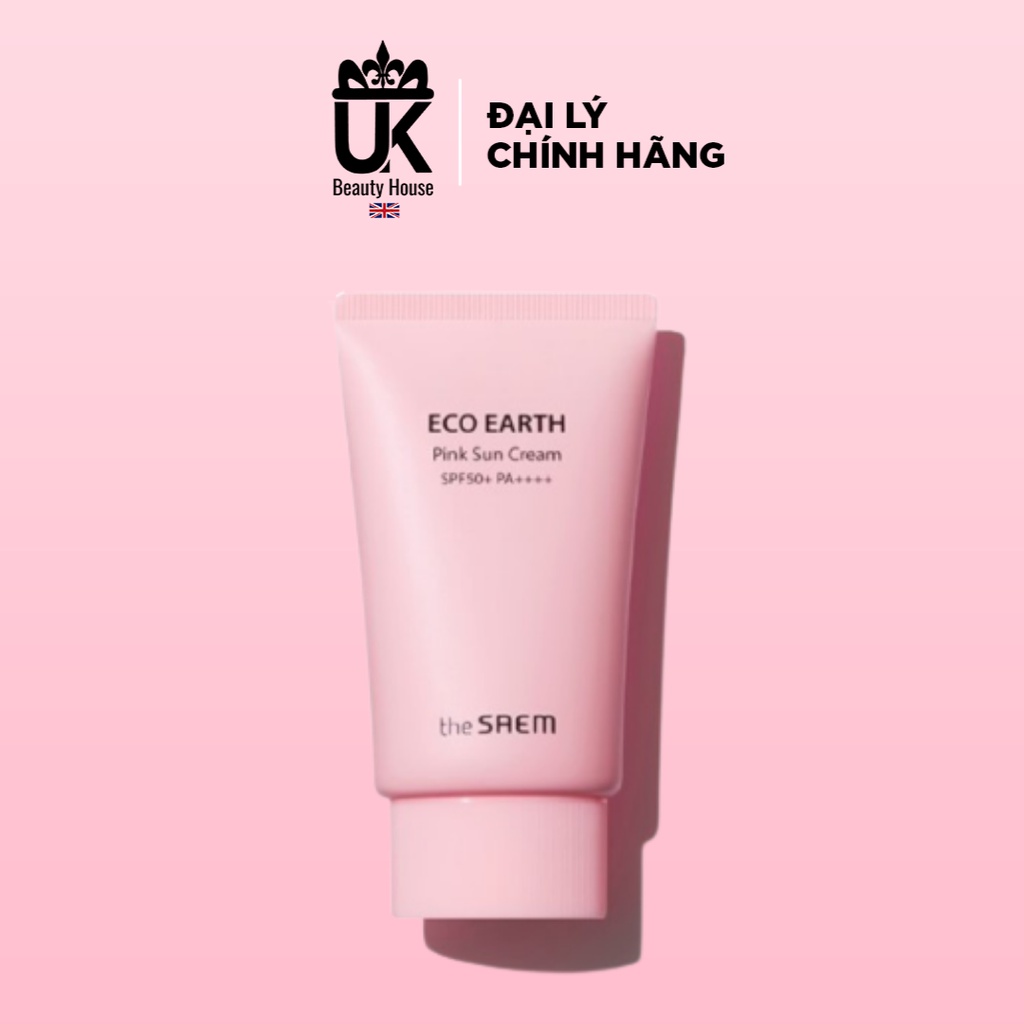 Kem chống nắng giúp da sáng hồng tự nhiên The Saem Eco Earth Power Pink Sun Cream SPF50+/PA++++ 50ML