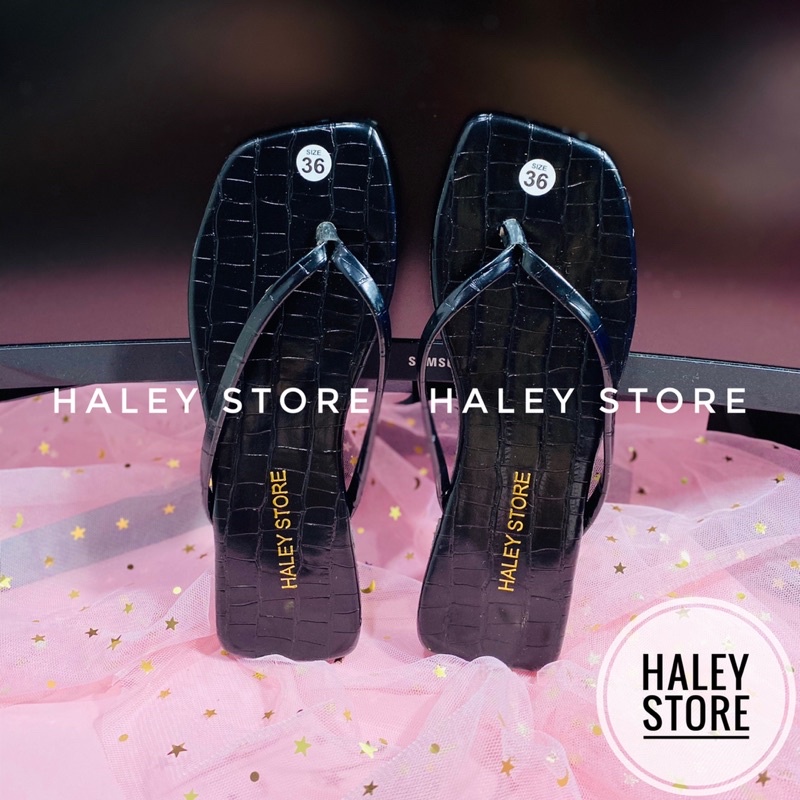 Dép nữ bệt HALEY STORE xỏ ngón kẹp trơn da rắn mềm mịn mũi vuông rẻ bền đẹp mang trong nhà đi chơi biển du lịch