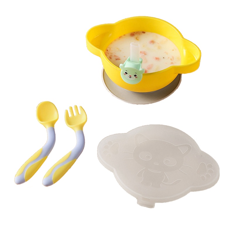 Bộ Tô Muỗng Nĩa Tập Ăn Có Giác Hút Chống Trượt Cho Trẻ Em