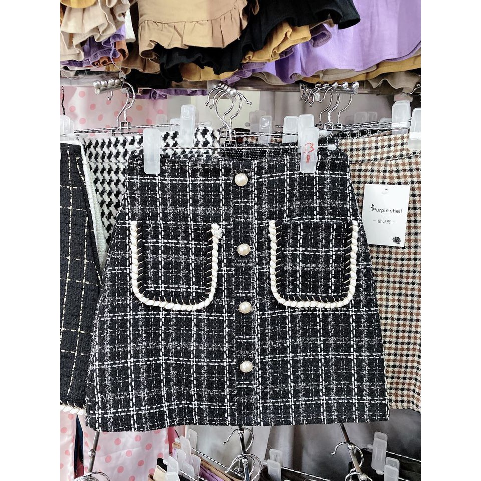 CHÂN VÁY DẠ KẺ TWEED NGẮN DÁNG CHỮ A HÀNG THIẾT KẾ | BigBuy360 - bigbuy360.vn