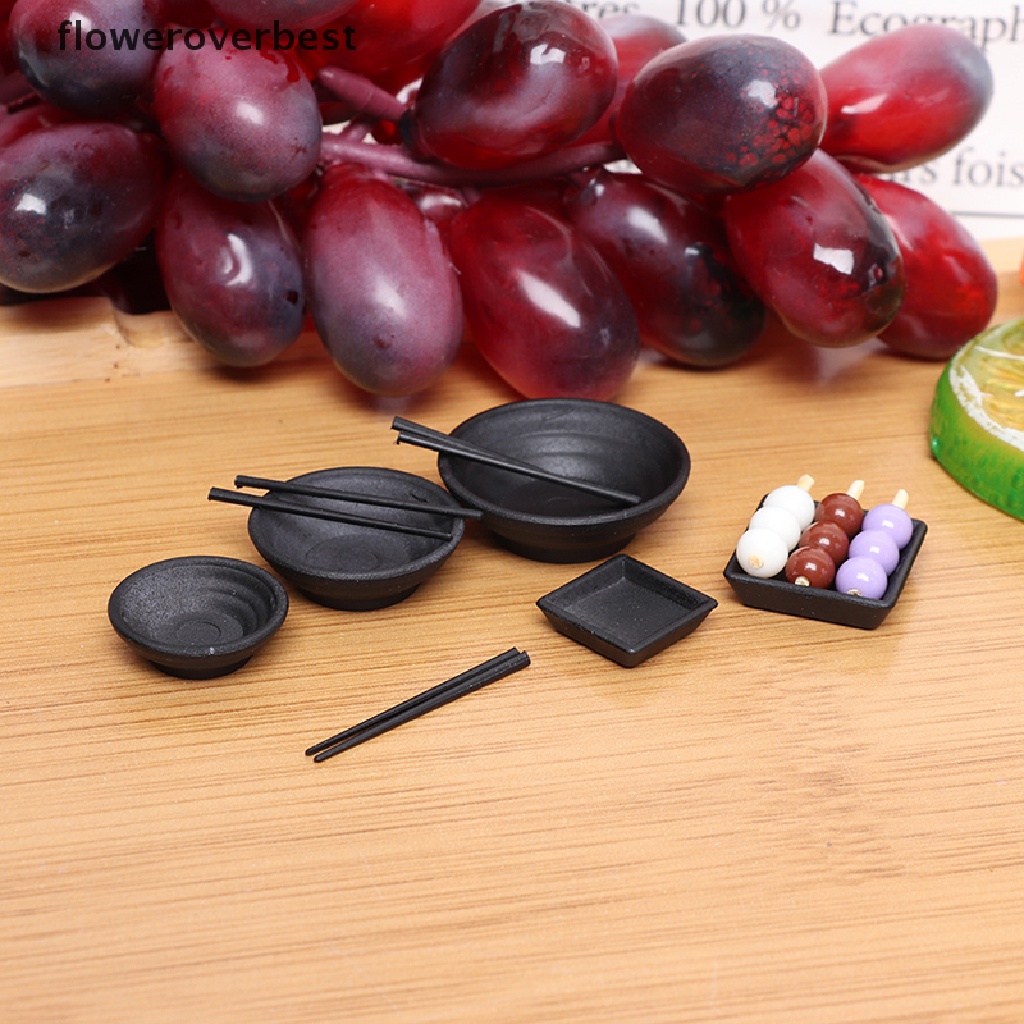 Bộ dụng cụ ăn uống mini gồm tô/ đũa/ mì cá viên trang trí nhà bếp cho nhà búp bê tỉ lệ 1/12