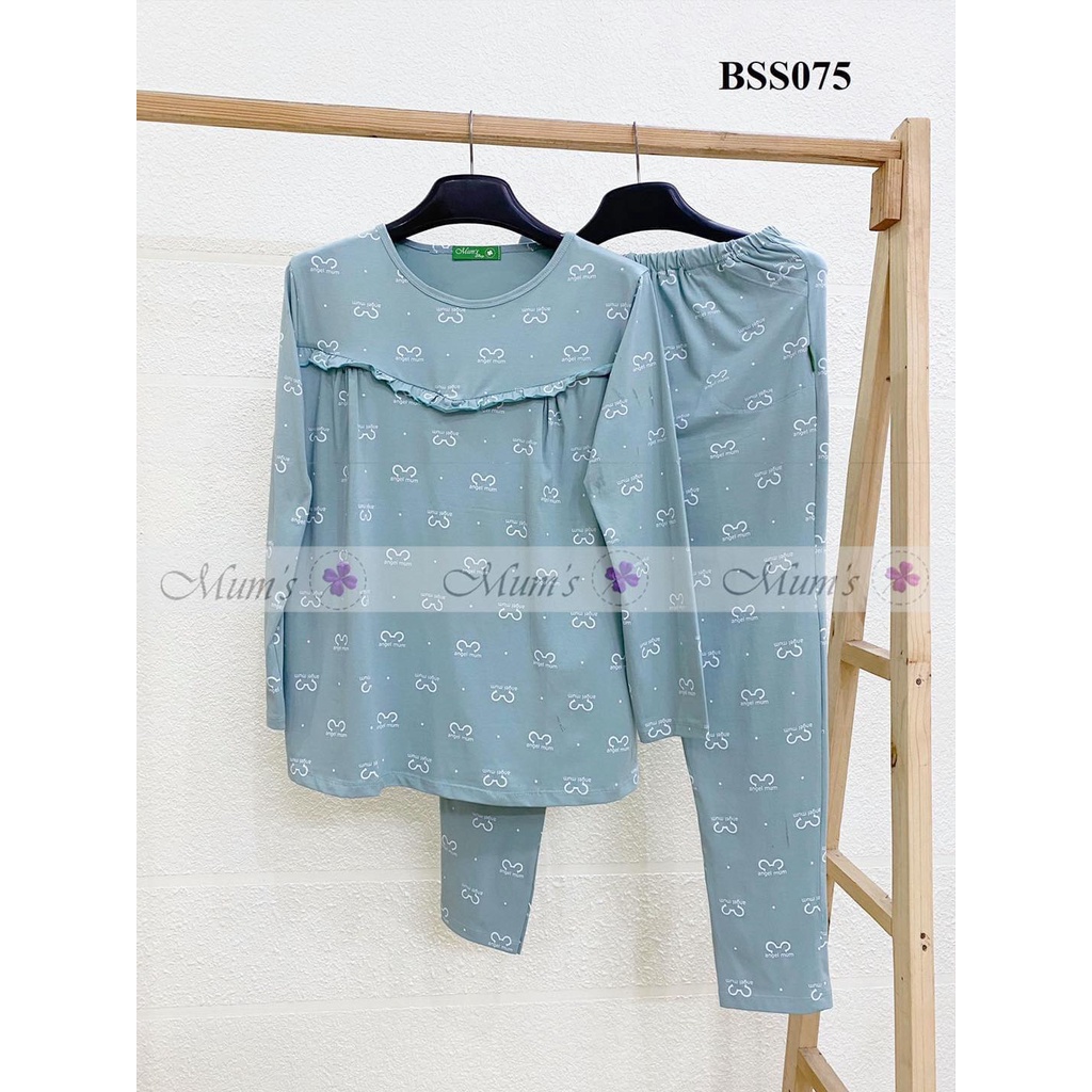 Đồ bộ bầu và sau sinh 😍 FREESHIP😍 Bộ cotong mickey bèo ngực dài tay mặc cả bầu và sau sinh cho bé ti