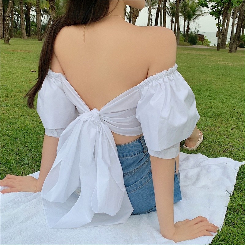 Áo sơ mi kiểu ngắn thắt nơ thời trang nữ - Emilyshop