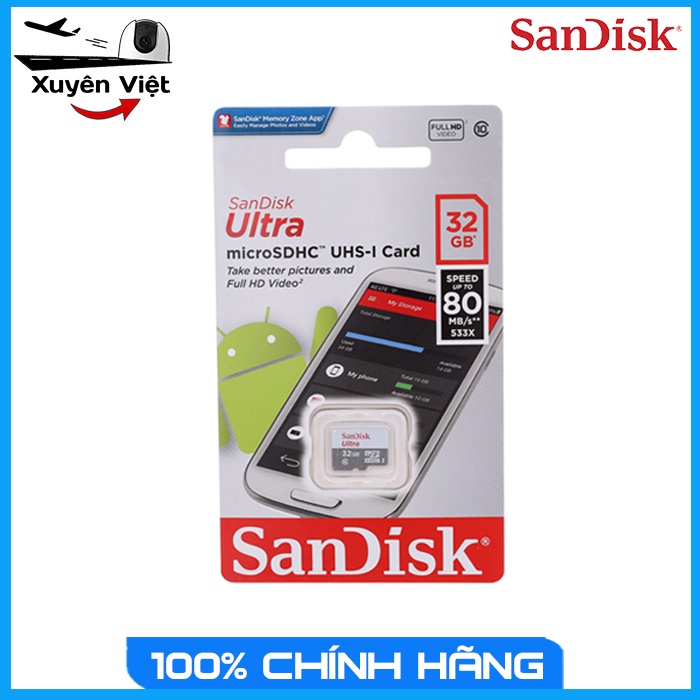 Thẻ nhớ Sandisk Ultra 32GB / 64GB / 128GB 100MB/s - Xuyên Việt