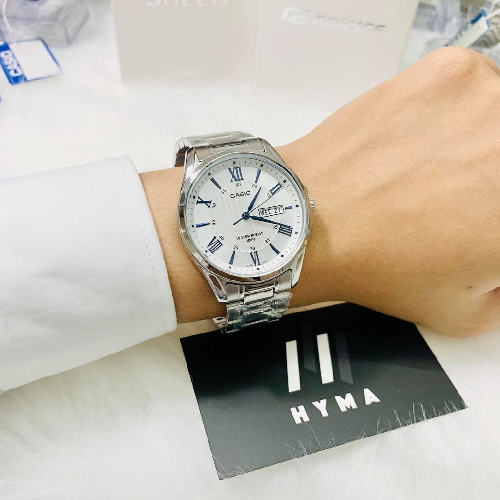 Đồng Hồ Nam Casio MTP-1384D-7A2VDF Dây Đeo Kim Loại - Mặt Số La Mã Màu Xanh