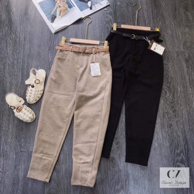 Quần dạ kèm đai