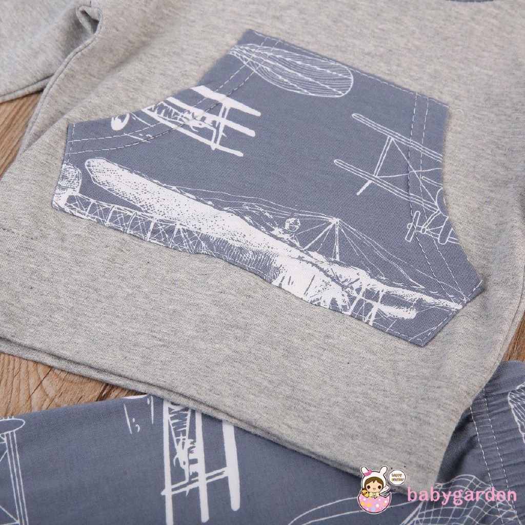 Set áo khoác mũ trùm và quần dài in hình đáng yêu cho bé