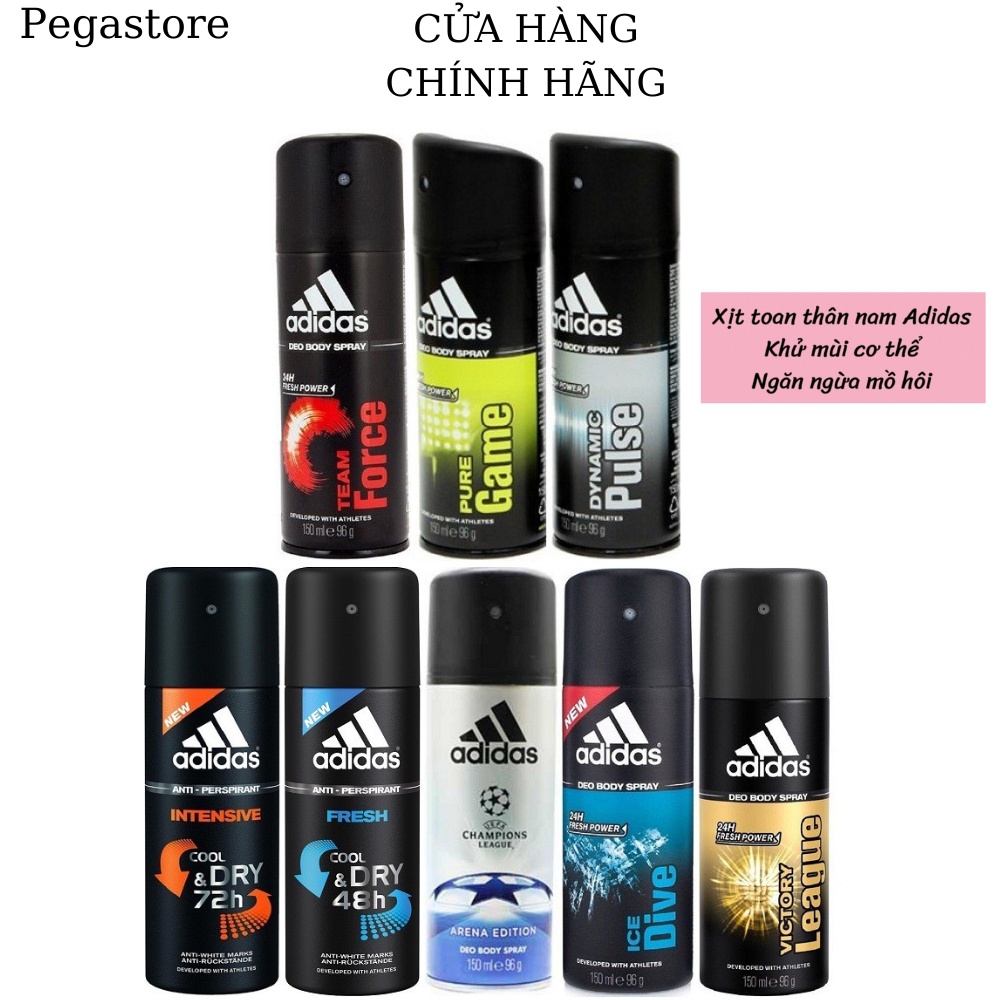 Xịt khử mùi ADIDAS Team Force sịt khử mùi ADIDAS Ice Dive xịt thơm toàn thân ADIDAS Adipure 150ml