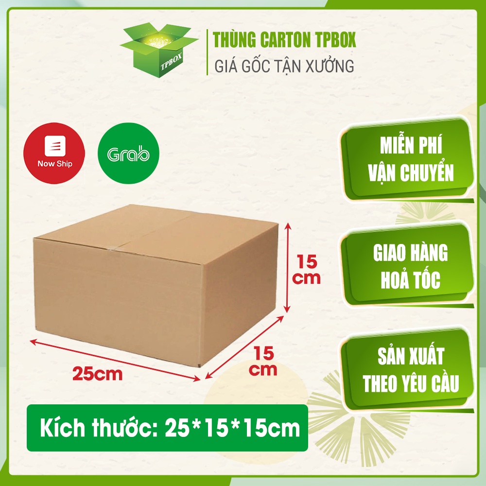 Thùng giấy carton 25x15x15 - hộp đóng hàng giá rẻ (1 HỘP)