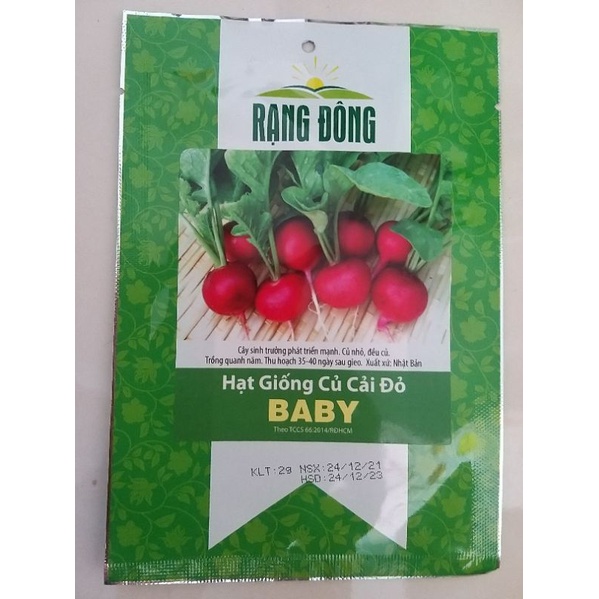 Hạt giống củ cải đỏ Baby Rạng Đông gói 2g