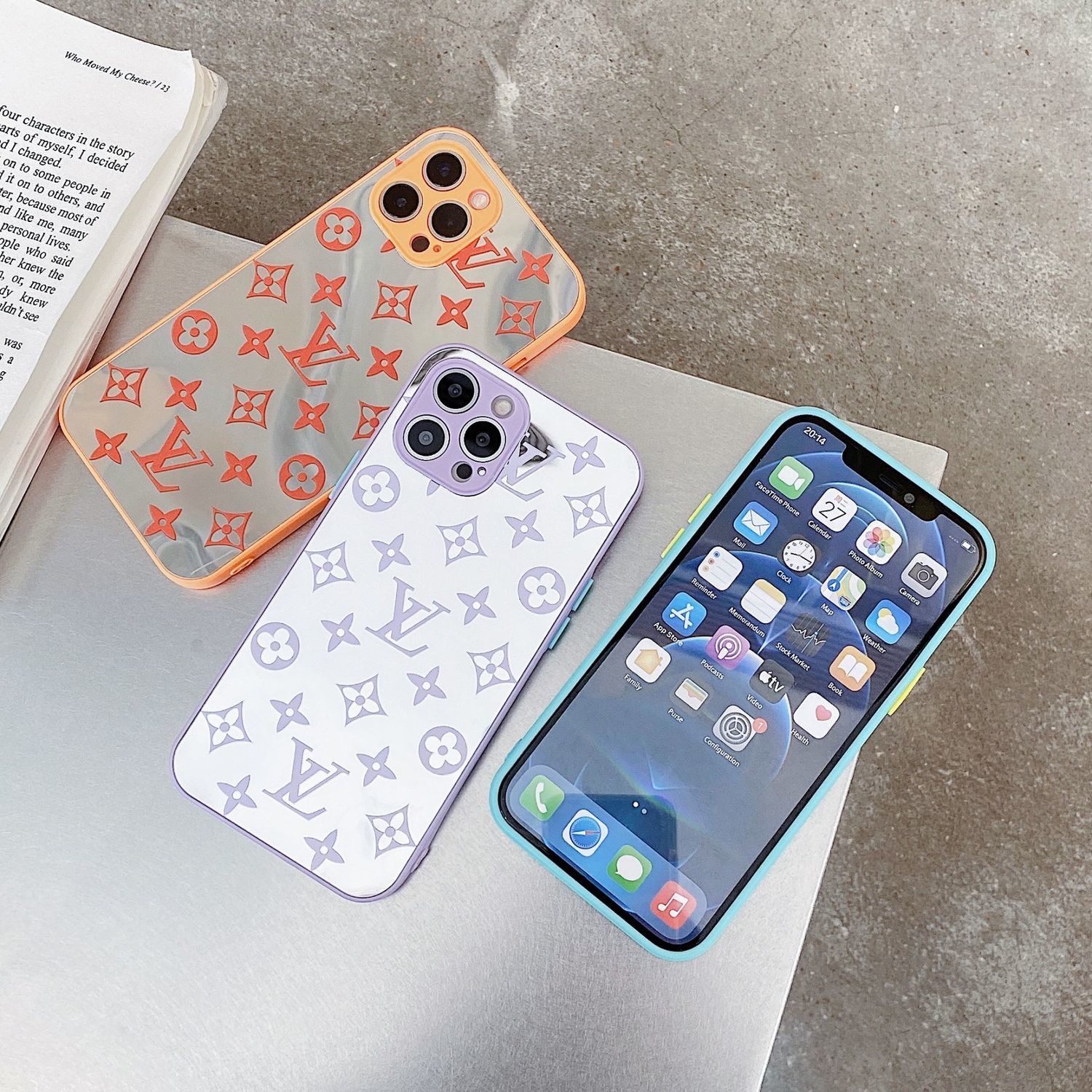 Luxury Plated LV Mirror Phone Case for IPhone 12 Pro Max 11 6 6s 7 8plus X XR XS MAX Acrylic Makeup Mirror Anti-fall Hard Back Cover