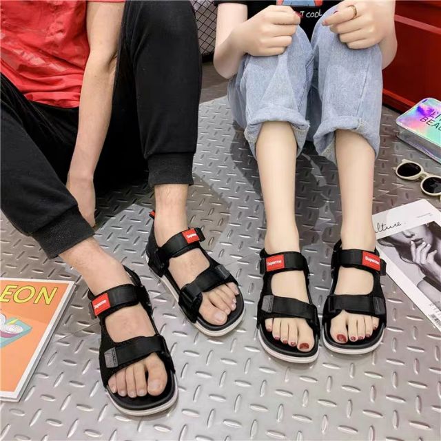 Xả hàng - Sandal nam nữ quai vải khuy cài Suprcme hợp thời trang 2L01