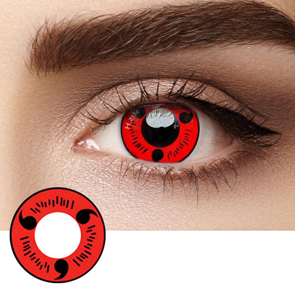 2 cái Sharingan Halloween Danh bạ cho Naruto Cosplay Màu Mắt Đỏ cho Nhân vật Hoạt hình Halloween