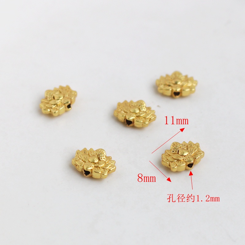 Hạt Xâu Chuỗi Bằng Đồng Mạ Vàng 14k Hai Mặt Hình Hoa Sen 8 * 11mm Tự Làm Trang Sức