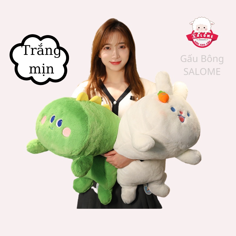 Gấu Bông Thỏ Trắng Đeo Nơ Cà Rốt Lông Mịn SALOME - Gối ôm Cao Cấp