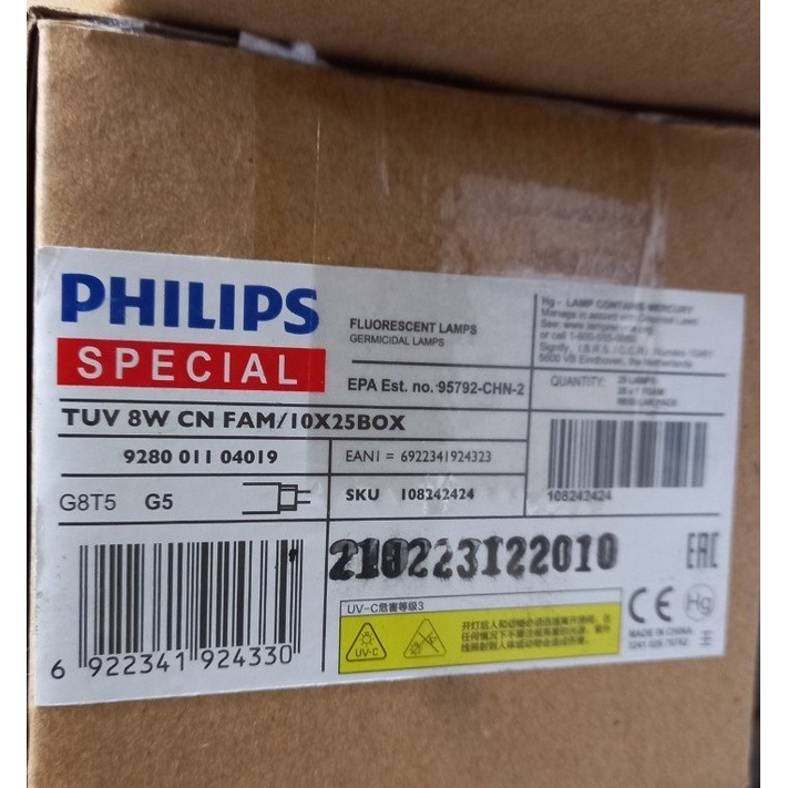 Bóng đèn Philips TUV 8W G8 T5 dài 30cm