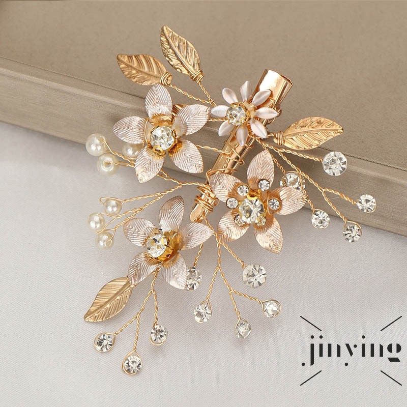 GETNOIVAS Ghim cài tóc hình hoa đính kim cương giả thời trang sang trọng cho nữ