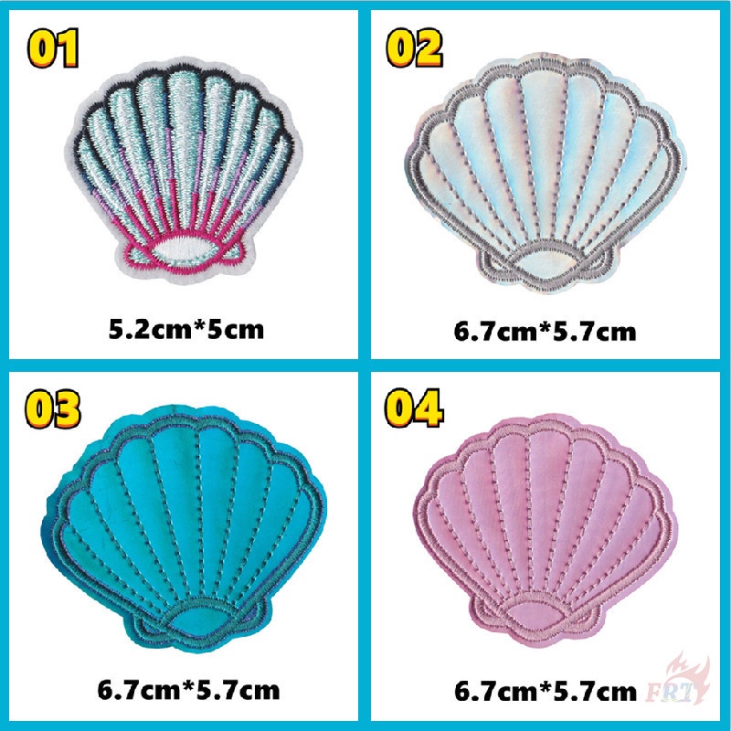 ☸ Miếng Dán Patch Hình Vỏ Sò Và Đuôi Nàng Tiên Cá ☸ 1 Miếng Dán Ủi Thêu Hình Hoạt Hình