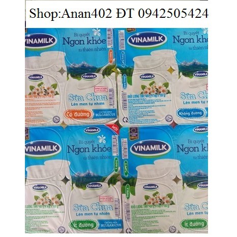 Sữa chua ăn Vinamilk không đường/ ít đường/ có đường lốc 4 hộp x 100g