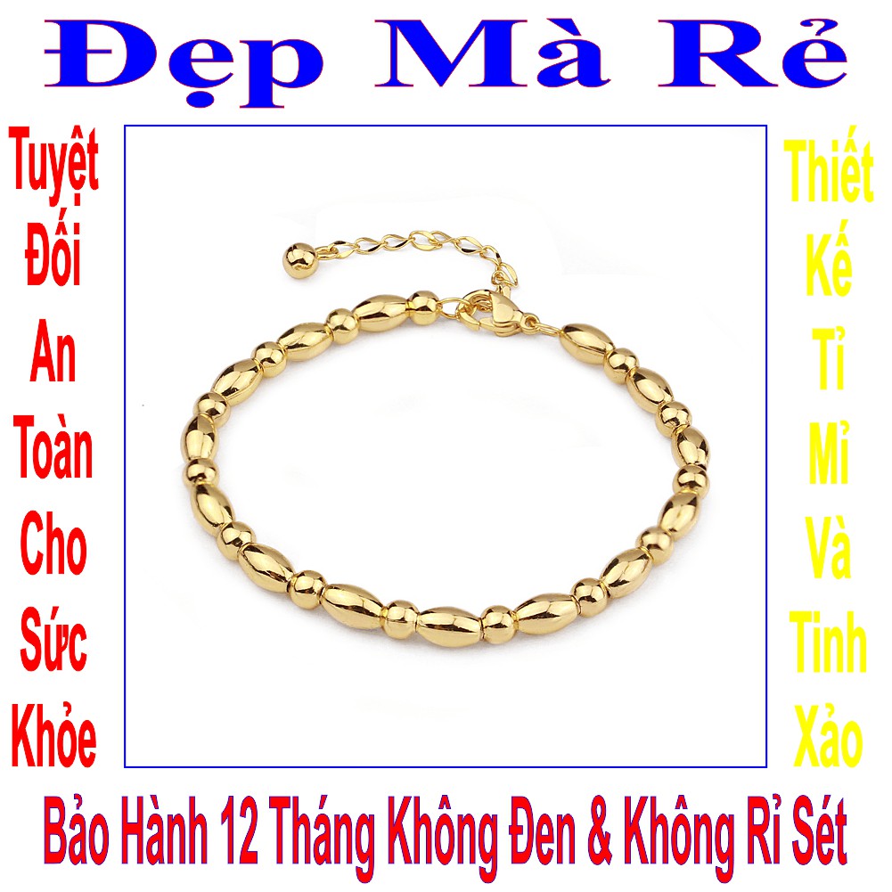 Lắc tay cho tay gầy nữ kiểu bi phối bi kiểu hạt gạo xinh xắn - Cam kết 1 đổi 1 nếu đen , gỉ sét