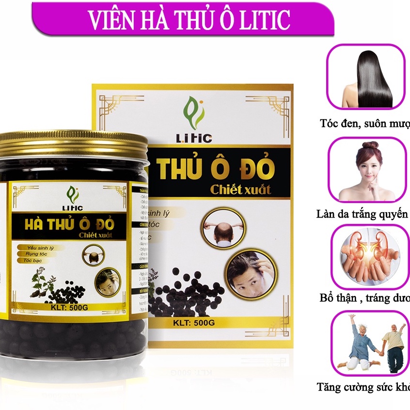 Viên hà thủ ô,hà thủ ô đỏ Litic Cao Cấp 500 gram - kích mọc tóc , ngăn rụng tóc , hói đầu, đẹp da , cải thiện sinh lý